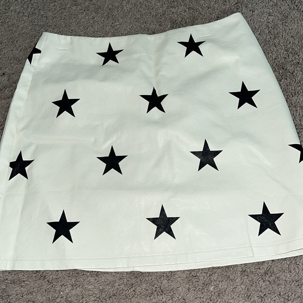 American Threads leather star mini skirt